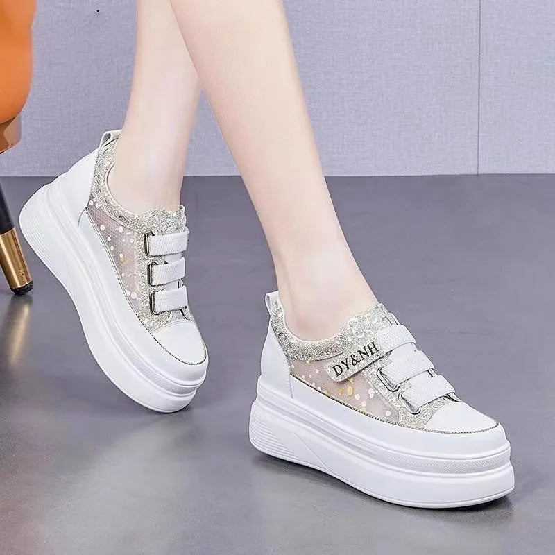 Beast Fashion Glitter Lace-Up Studded Platform Sneakers main image 1