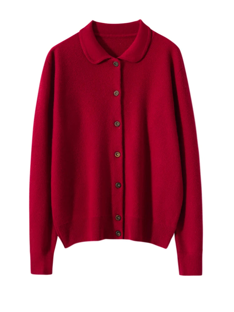 Cozy Red Button-up Cardigan With Soft Fabric on Luulla