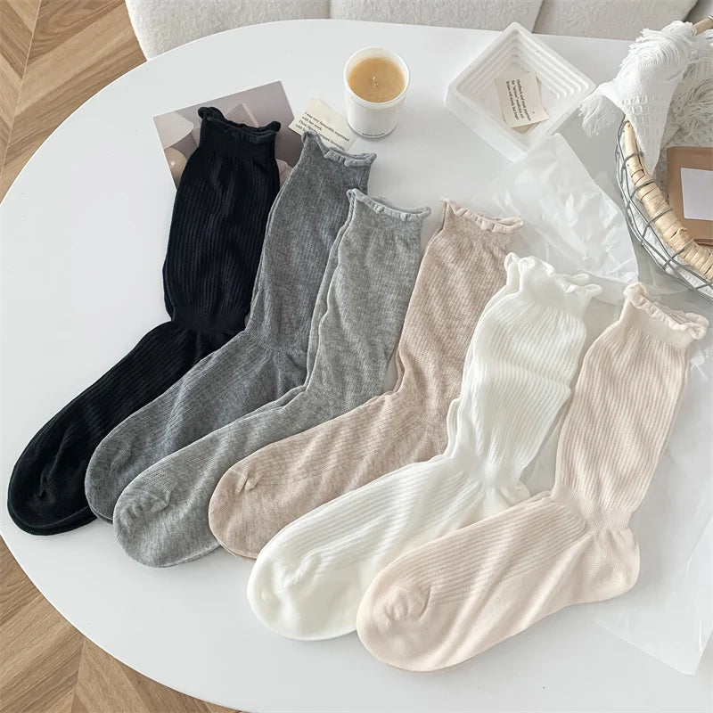 Soft Ribbed Knit Ankle Socks, Five Colors on Luulla