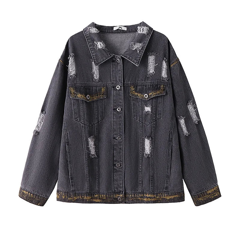 Distressed Wash Button Up Denim Jacket main image 1