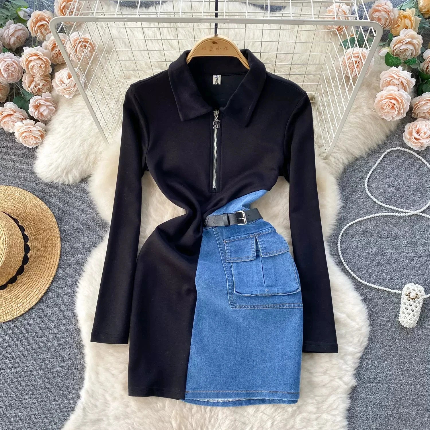 black fit and flare dress – House Of Exotique Navy blue high waisted Size:54 Regular Jacket tone:BRIGHT